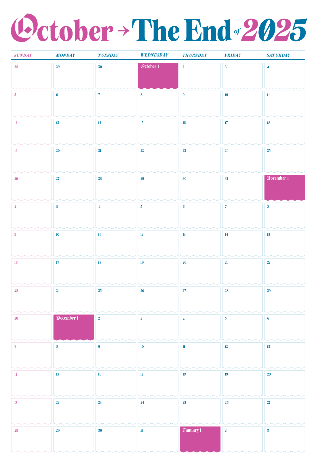 2025 Quarterly Calendar